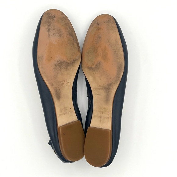L.K Bennett Thea leather ballet flats Navy blue minimalist slip on shoes size 8 - Picture 8 of 13